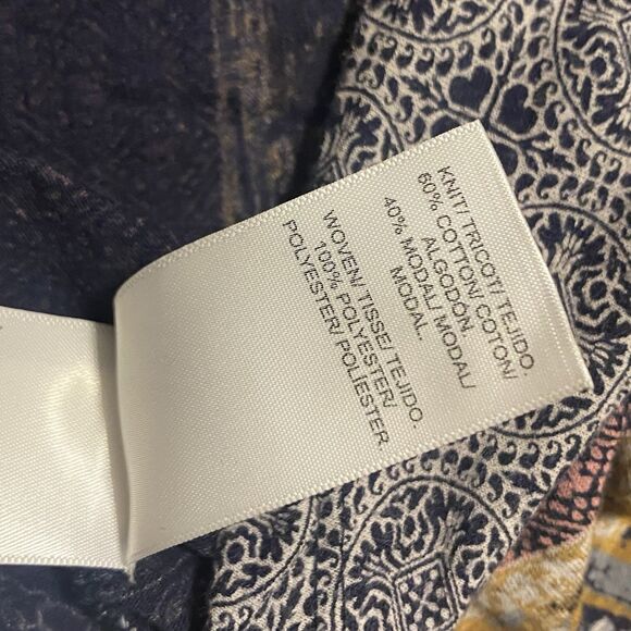 LUCKY BRAND Women's Blouse Top Boho Peasant Mixed Print Flutter Sleeve S - Picture 10 of 12